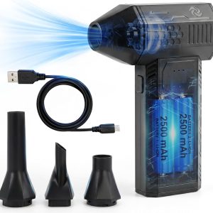 N-L-E Air Duster – Suflantă electrică cu aer (pe baterie) 110.000 RPM, USB-C, 2×2500 mAh, 4 duze, 3 trepte